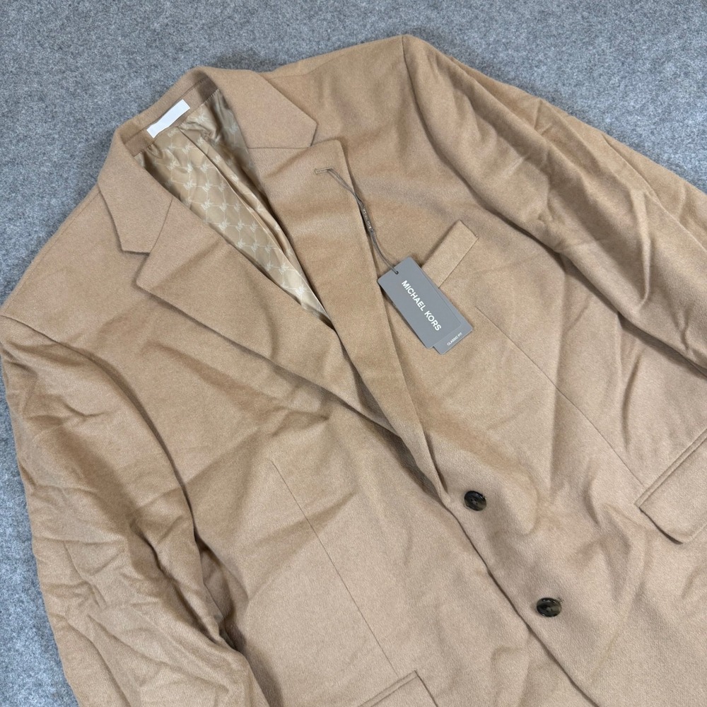 Michael Kors Mens 46R Blazer Camel Wool Silk Cashmere Classic Fit Sport Coat NEW